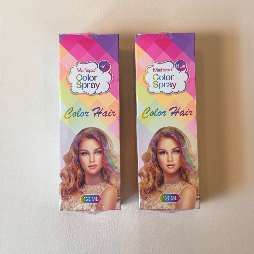 Mefapo Hair Color Spray 2 Pack Temporary Wash Out Dye 120ml Festival Rave New